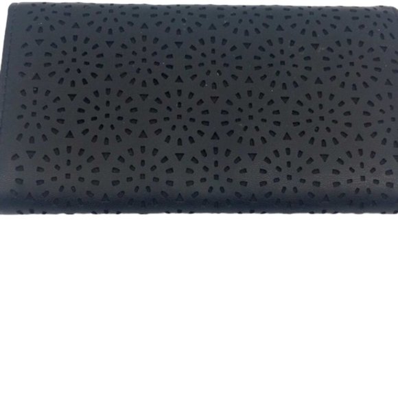 Willi Smith Black Floral Cut Out Punk Top w/ Matching Flap Wallet Set - Picture 9 of 10